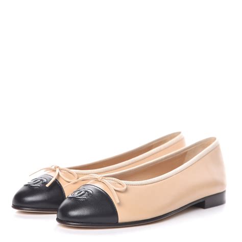 chanel flats beige and black